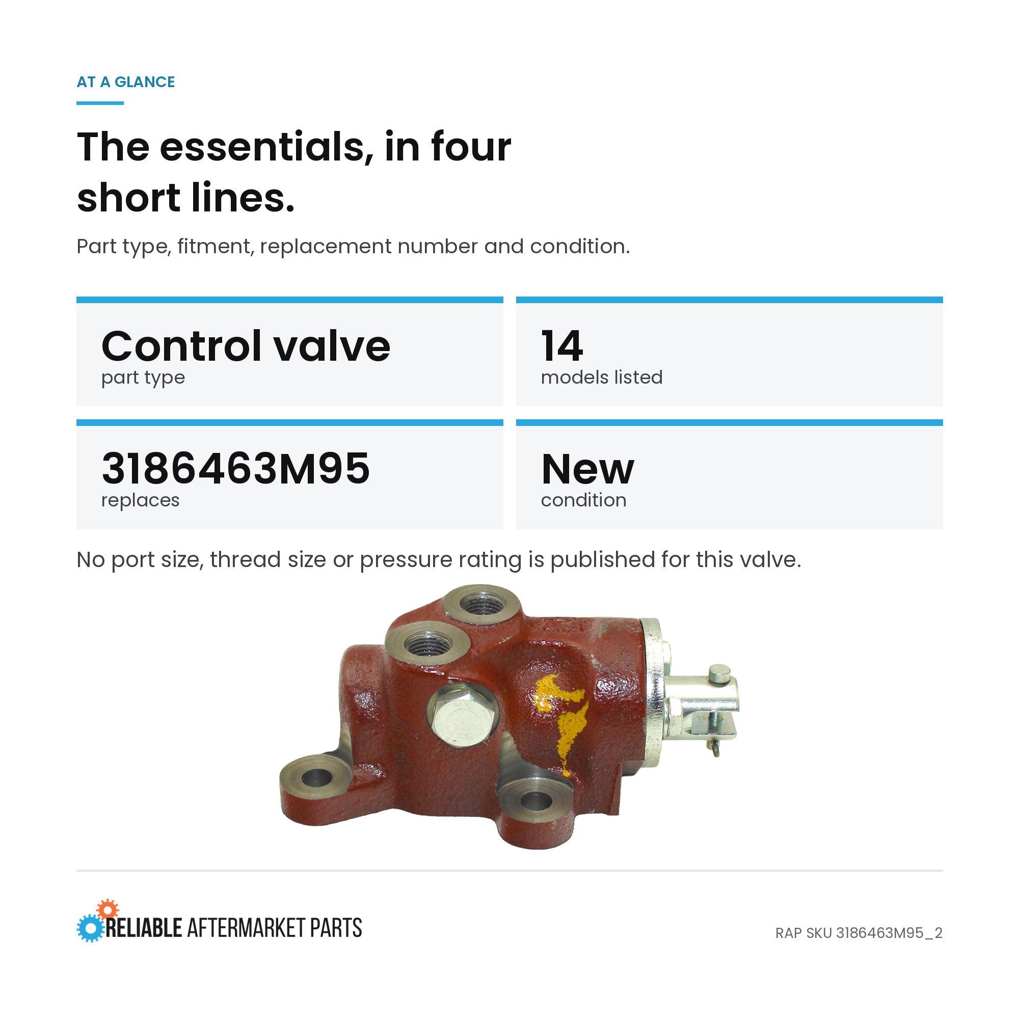 3186463M95 Power Steering Control Valve – Fits Massey Ferguson – additional image 2