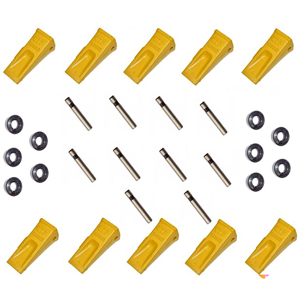 9J-2308 Set of Ten Bucket Teeth with Pins & Retainers – Fits Caterpillar