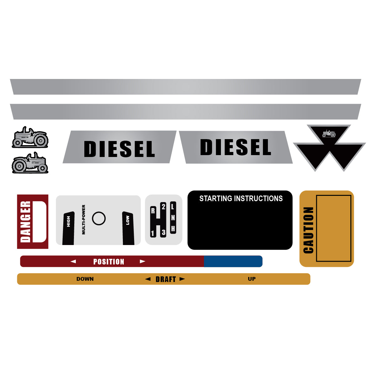 836931M91 Complete Decal Set – Fits Massey Ferguson
