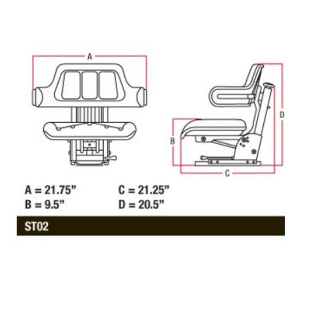 Tractor Seat Backrest Base Slide Suspension Mower Forklift Seating – additional image 5