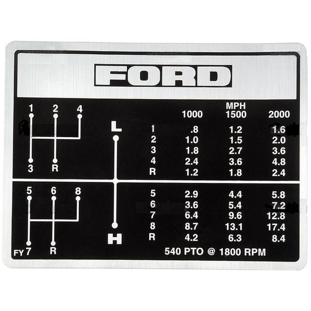 C5NN7B292F 8 Speed Shift Pattern Decal w/ Live PTO