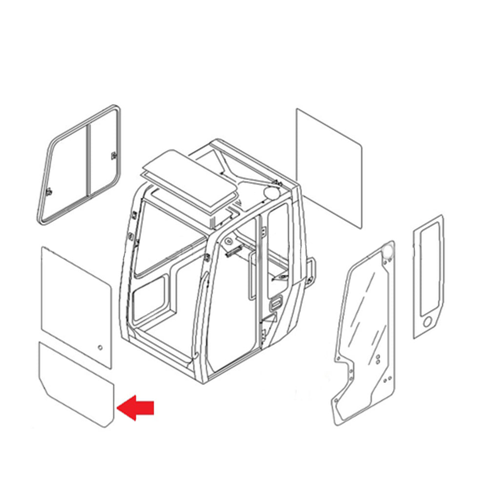 03786-07104 Front Lower Glass – Fits Takeuchi