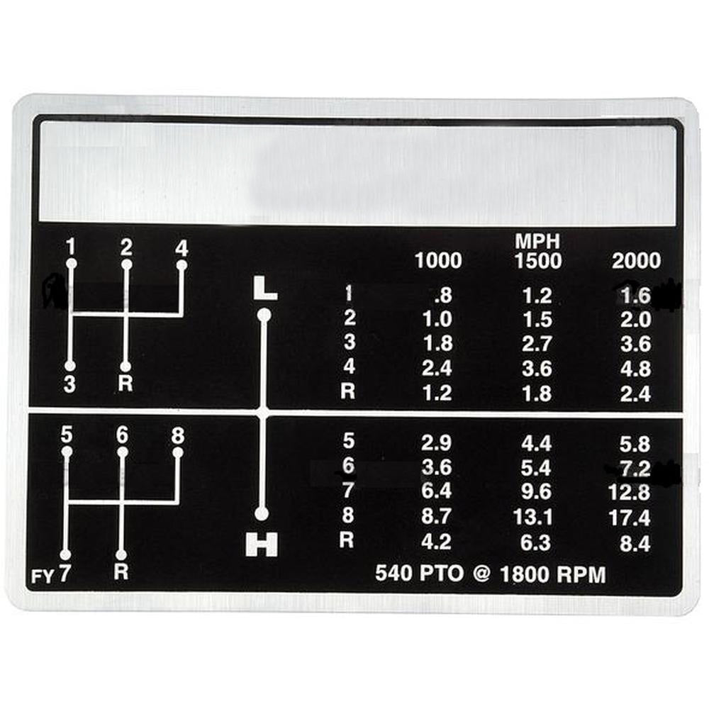 81813851 Speed Shift Pattern Decal with Live PTO – Fits Ford / New Holland