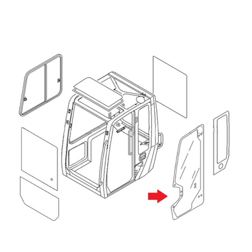 0398630302 Cab Door Glass – Fits Takeuchi