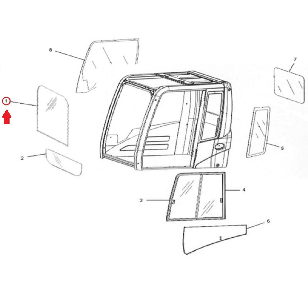 1566472 Front Upper Windshield Glass – Fits Caterpillar – additional image 2