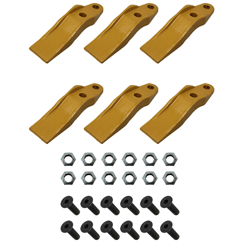 132-4720 Set of 6 Bucket Uni-Teeth with Hardware – Fits Caterpillar