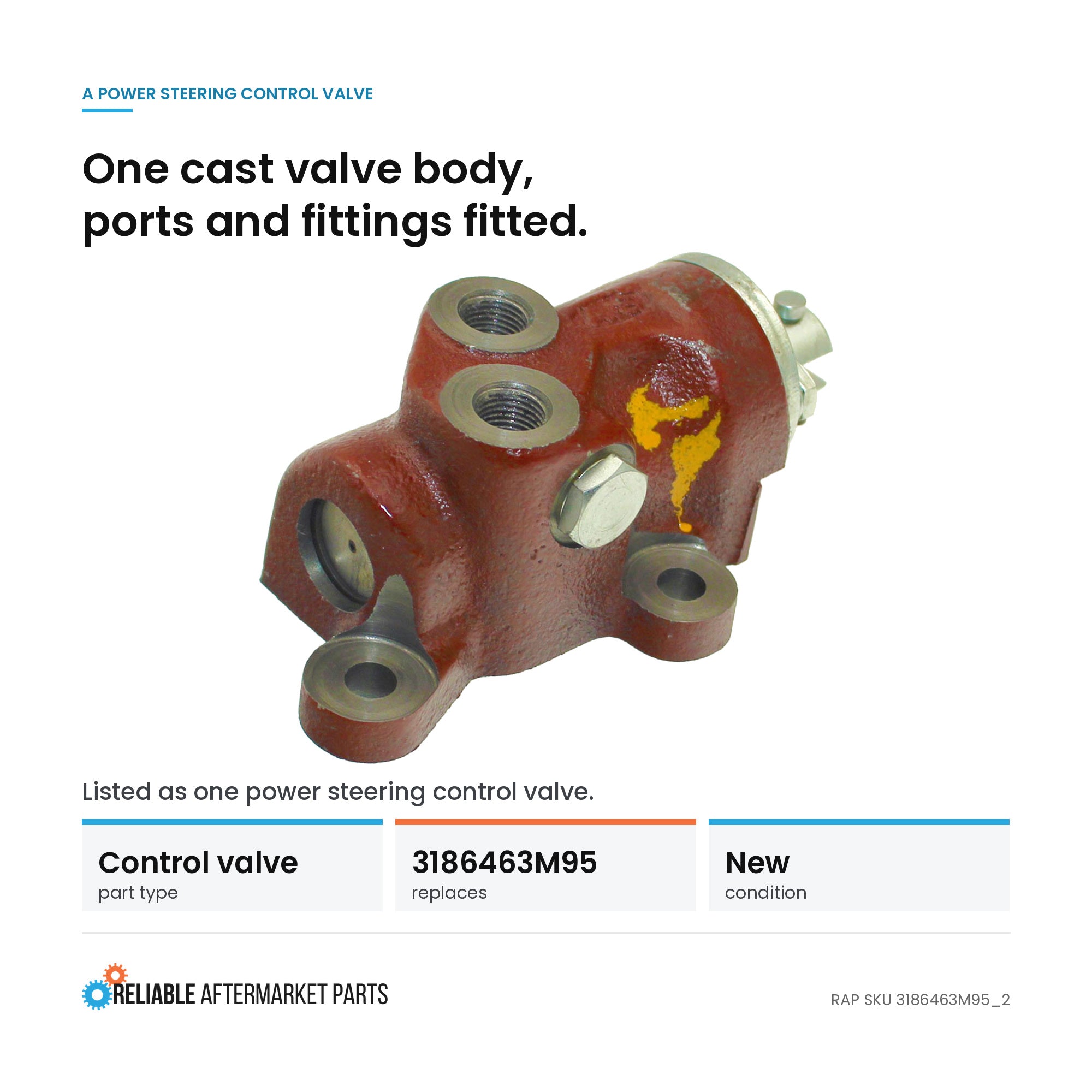 3186463M95 Power Steering Control Valve – Fits Massey Ferguson