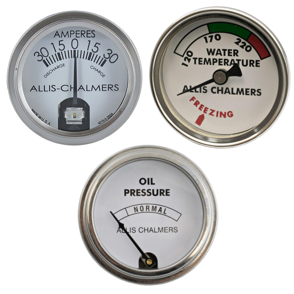 70207834V Ammeter, Water Temp & Oil Pressure Gauge Set