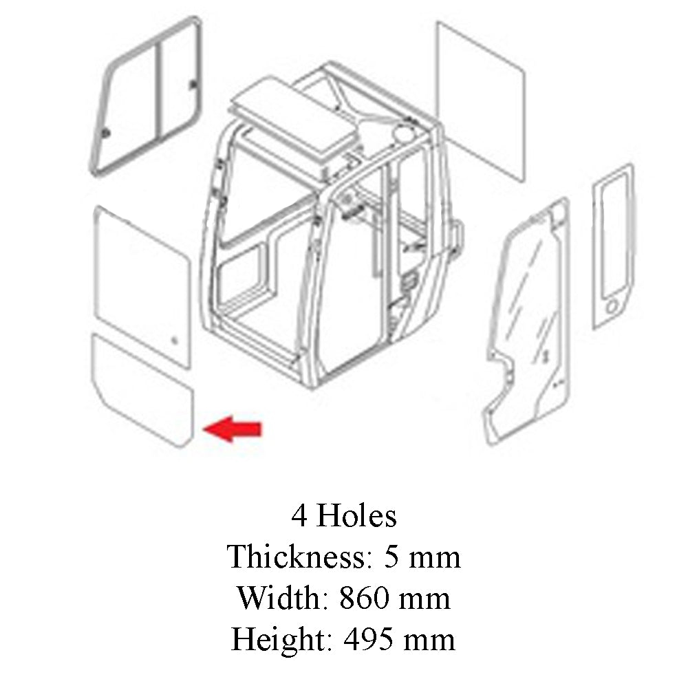 03786-01610 Front Lower Glass – Fits Takeuchi – additional image 2