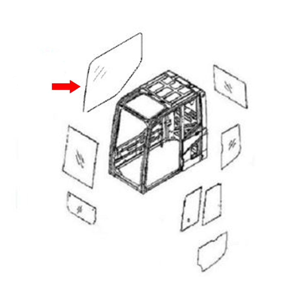 CAH40-0111 Side Cab Glass – Fits Komatsu