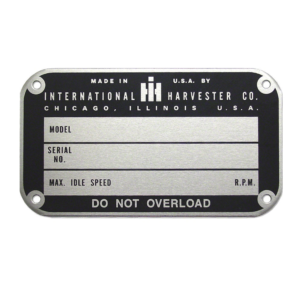 Later Style Serial Number Tag (1950 and up) – Fits International Harvester